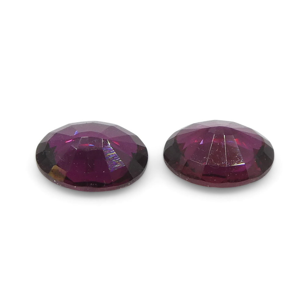 0.57ct Oval Purple Sapphire Pair from Thailand, reddish-purple gemstones by SkyJems Canadian gem specialists
