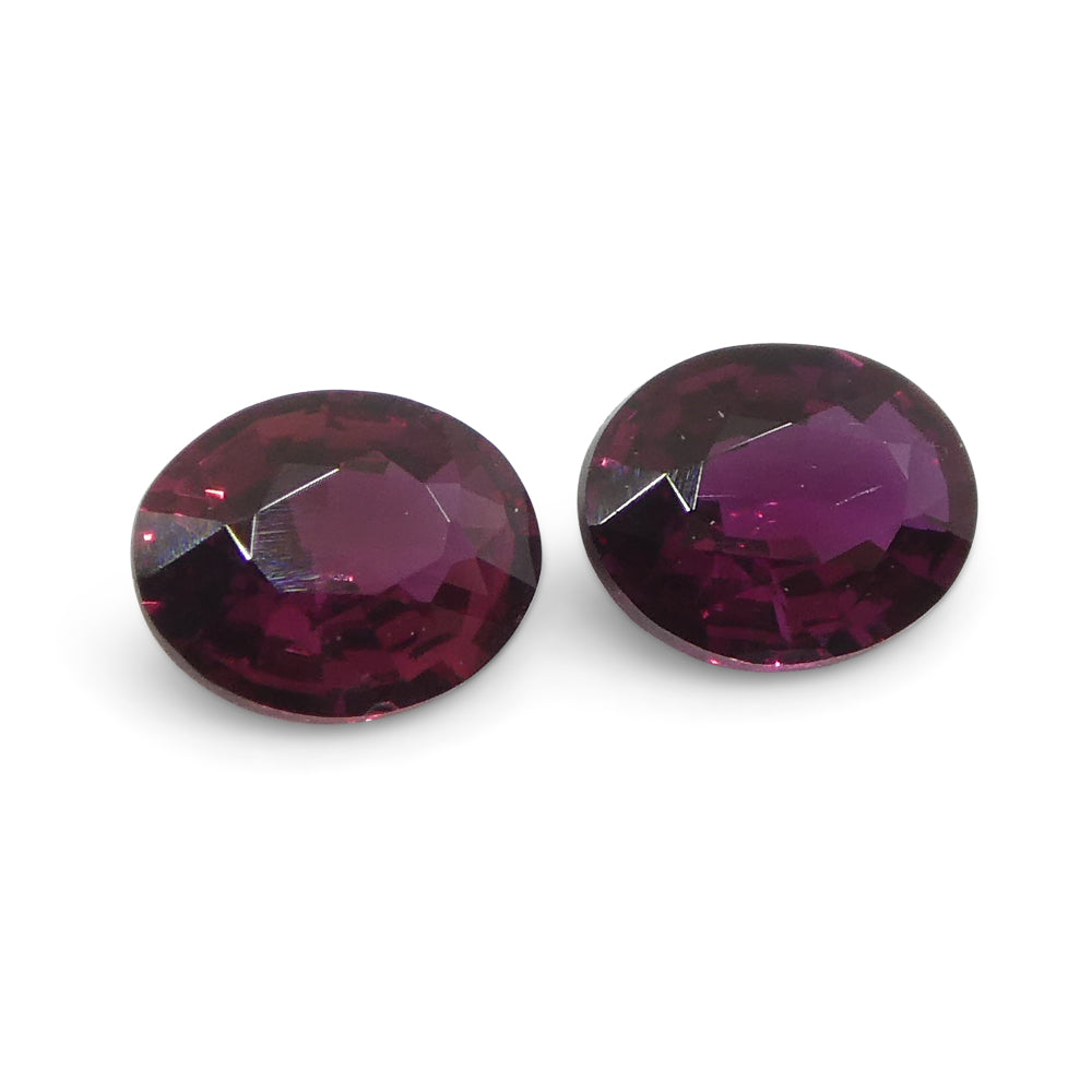 0.57ct Oval Purple Sapphire Pair from Thailand, reddish-purple gemstones by SkyJems, premium heated corundum