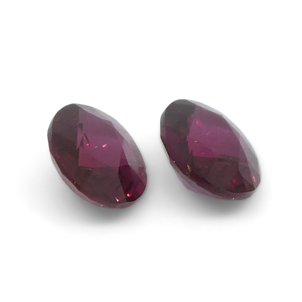 0.57ct Oval Purple Sapphire Pair from Thailand, reddish-purple gemstones by SkyJems Canadian gem specialists
