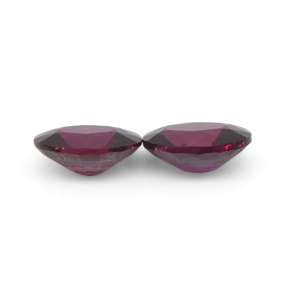 0.57ct Oval Purple Sapphire Pair from Thailand, reddish-purple gemstones by SkyJems, premium heated corundum