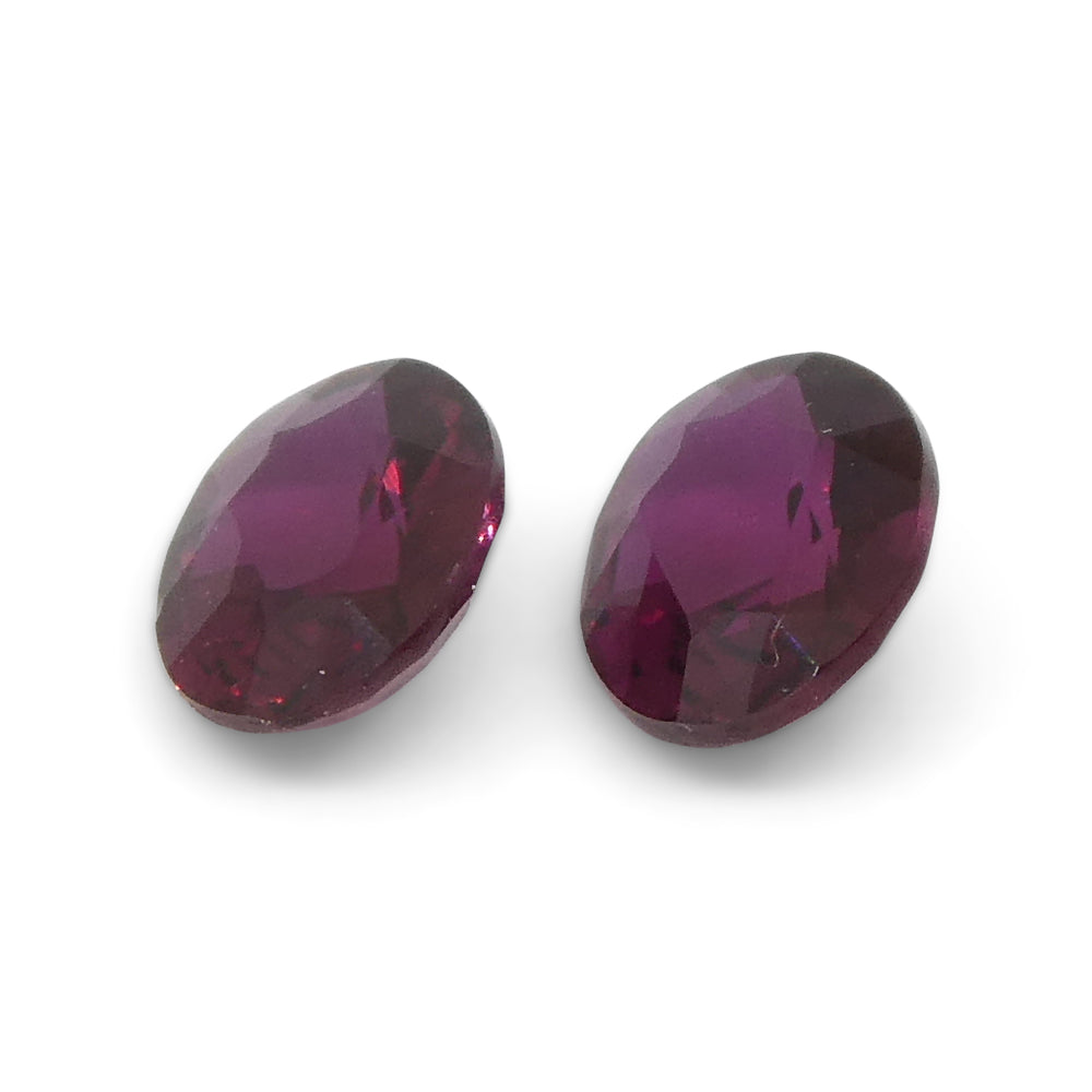 0.57ct Oval Purple Sapphire Pair from Thailand, reddish-purple gemstones by SkyJems Canadian gem specialists
