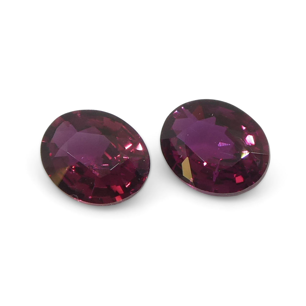 0.57ct Oval Purple Sapphire Pair from Thailand, reddish-purple gemstones by SkyJems Canadian gem specialists