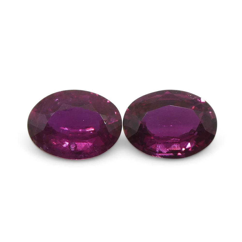 0.76ct Oval Purple Sapphire Pair from Thailand, Reddish Purple Gem, SkyJems Certified Corundum Collection