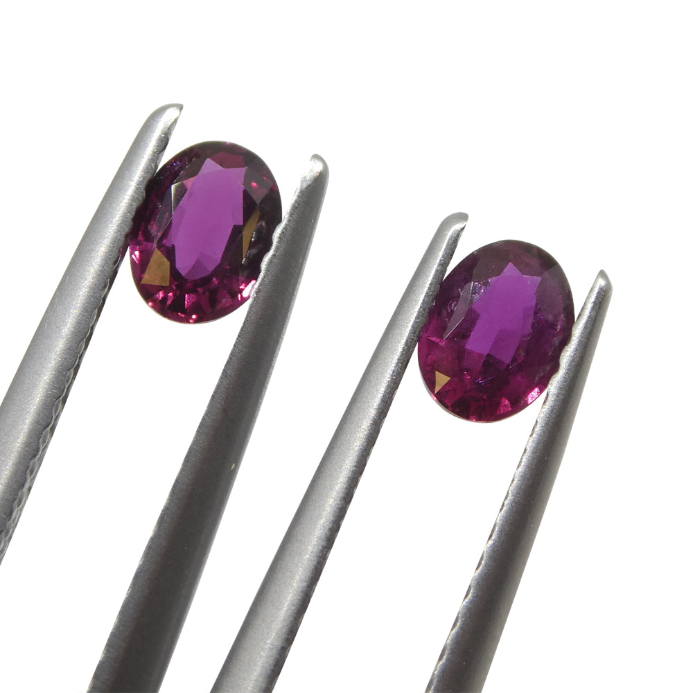 0.76ct Oval Purple Sapphire Pair from Thailand, Reddish Purple Hue, Premium Heated Gemstone by SkyJems