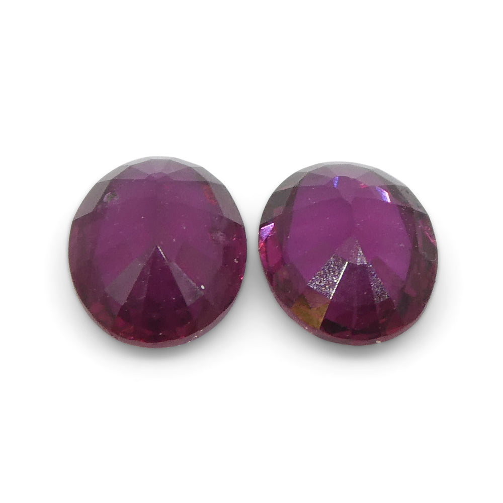 0.76ct Oval Purple Sapphire Pair from Thailand, Reddish Purple Corundum Gemstone by SkyJems Canadian Gem Experts