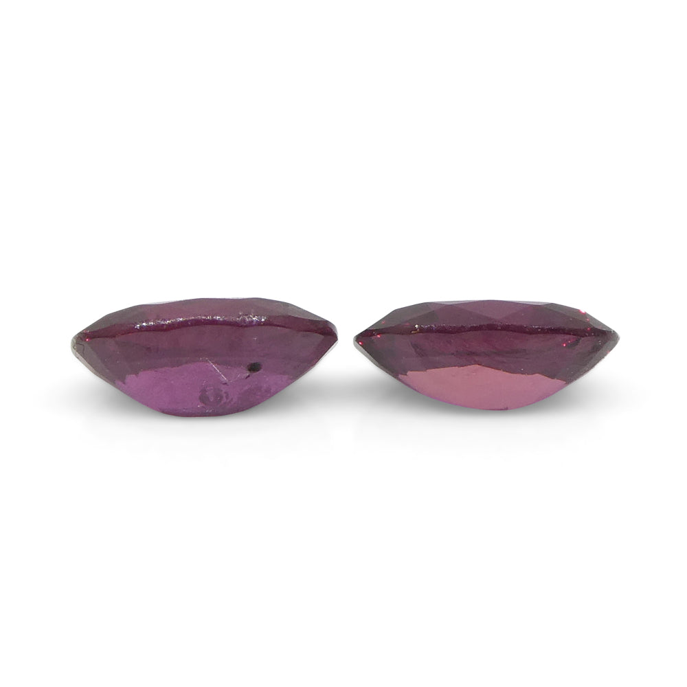 0.76ct Oval Purple Sapphire Pair from Thailand, Reddish Purple Corundum Gemstone by SkyJems Canadian Gem Experts