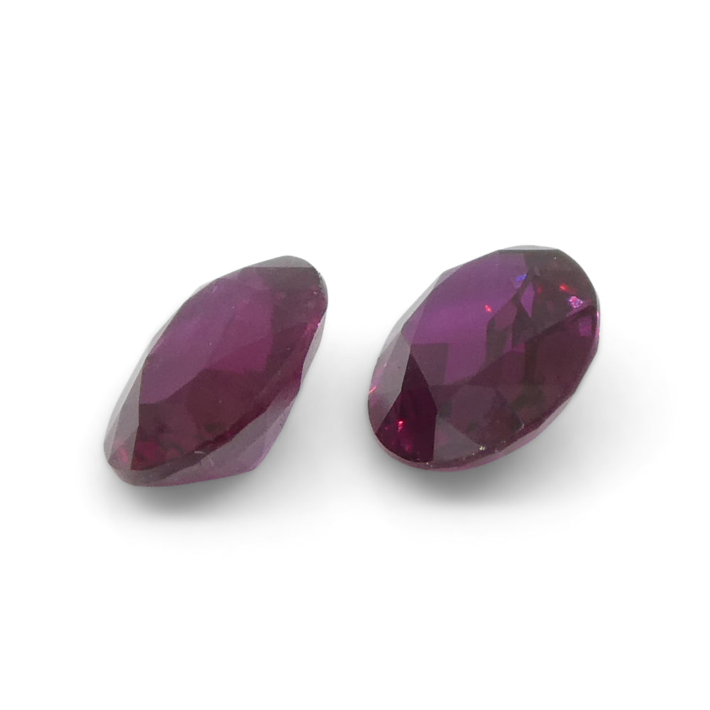 0.76ct Oval Purple Sapphire Pair from Thailand, Reddish Purple Corundum Gemstone by SkyJems Canadian Gem Experts