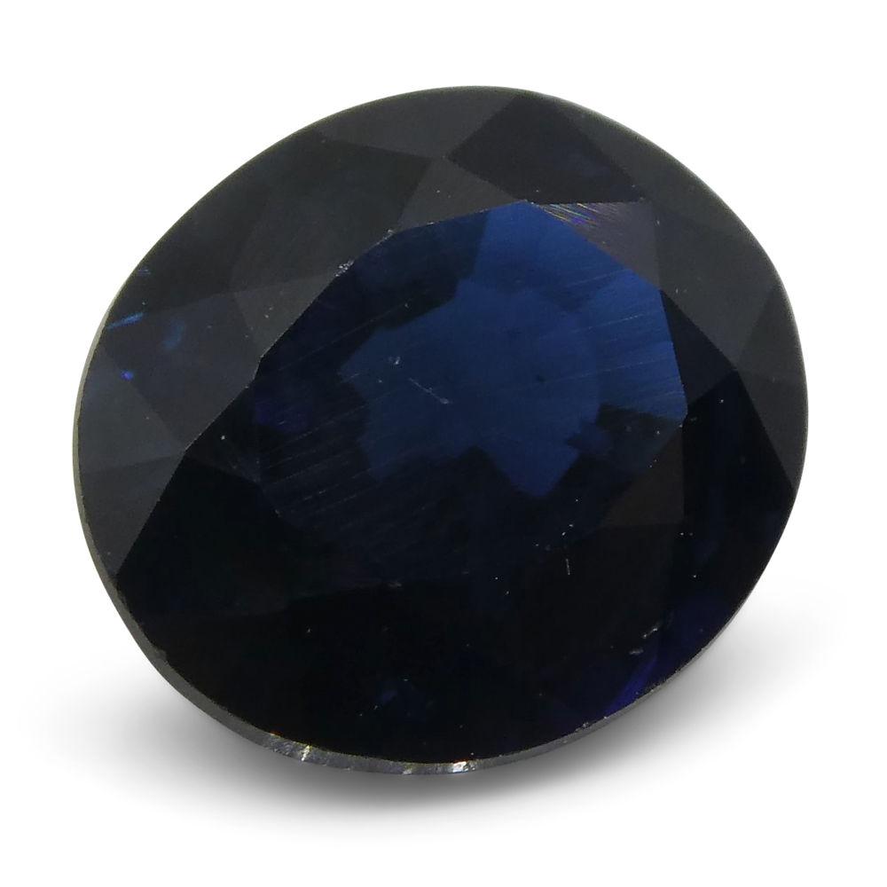 Blue oval 1.66 ct Thai sapphire, SkyJems premium single loose gemstone, classic Modified Brilliant cut