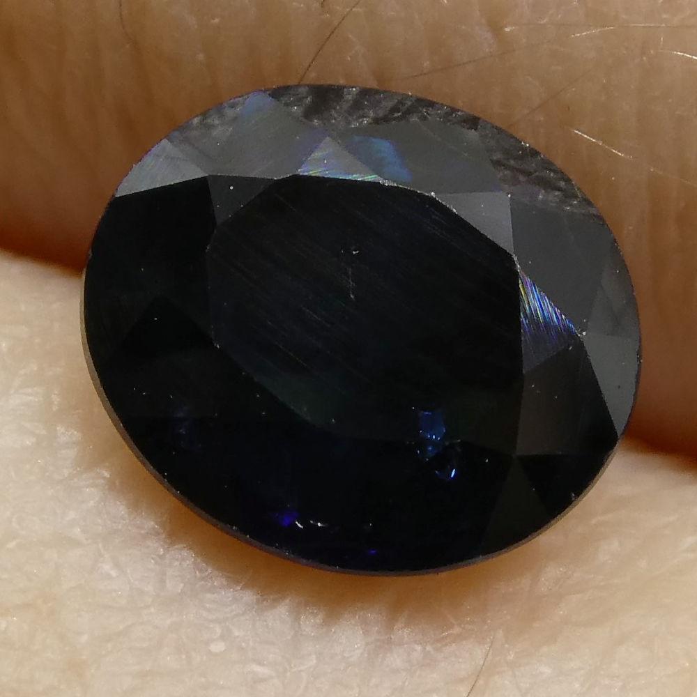 Blue oval sapphire 1.66 ct from Thailand, precision-cut single stone by SkyJems Canadian gemstone experts