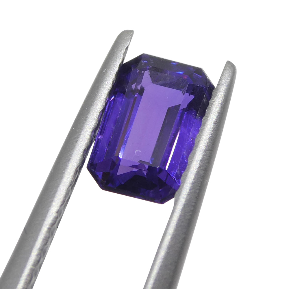 0.82ct Unheated Purple Sapphire from Madagascar, Emerald Cut Gemstone by SkyJems Canadian Gem Specialists