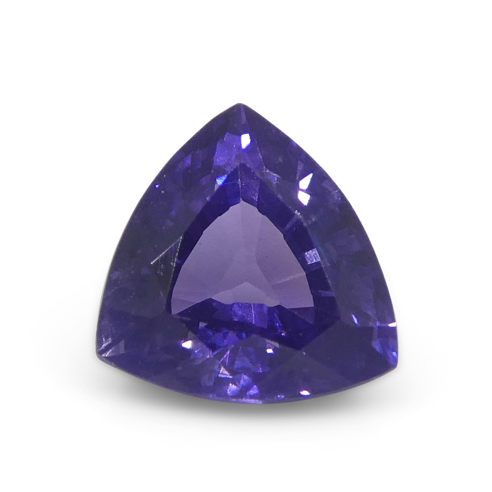 SkyJems 1.02ct Trillion Purple Sapphire from Madagascar, unheated natural gemstone with brilliant cut and deep color