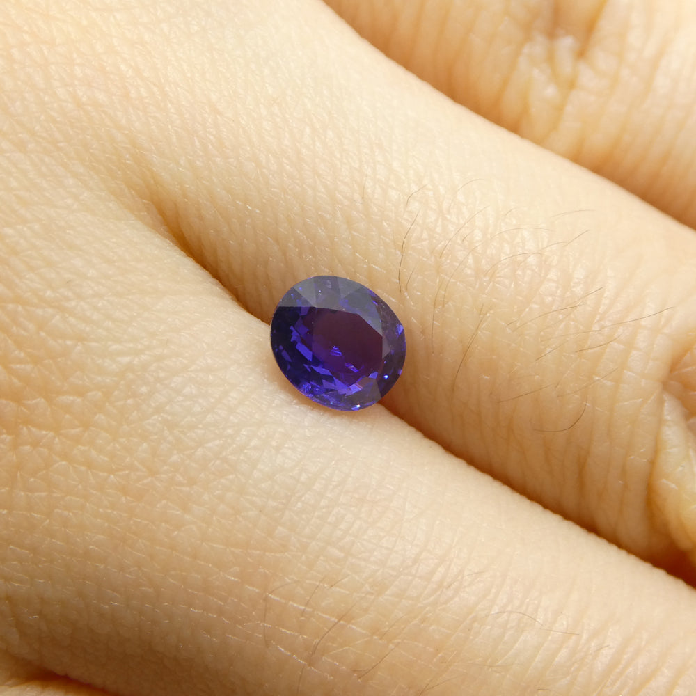 SkyJems 0.96ct Oval Purple Sapphire from Madagascar, natural unheated gem in classic step cut design