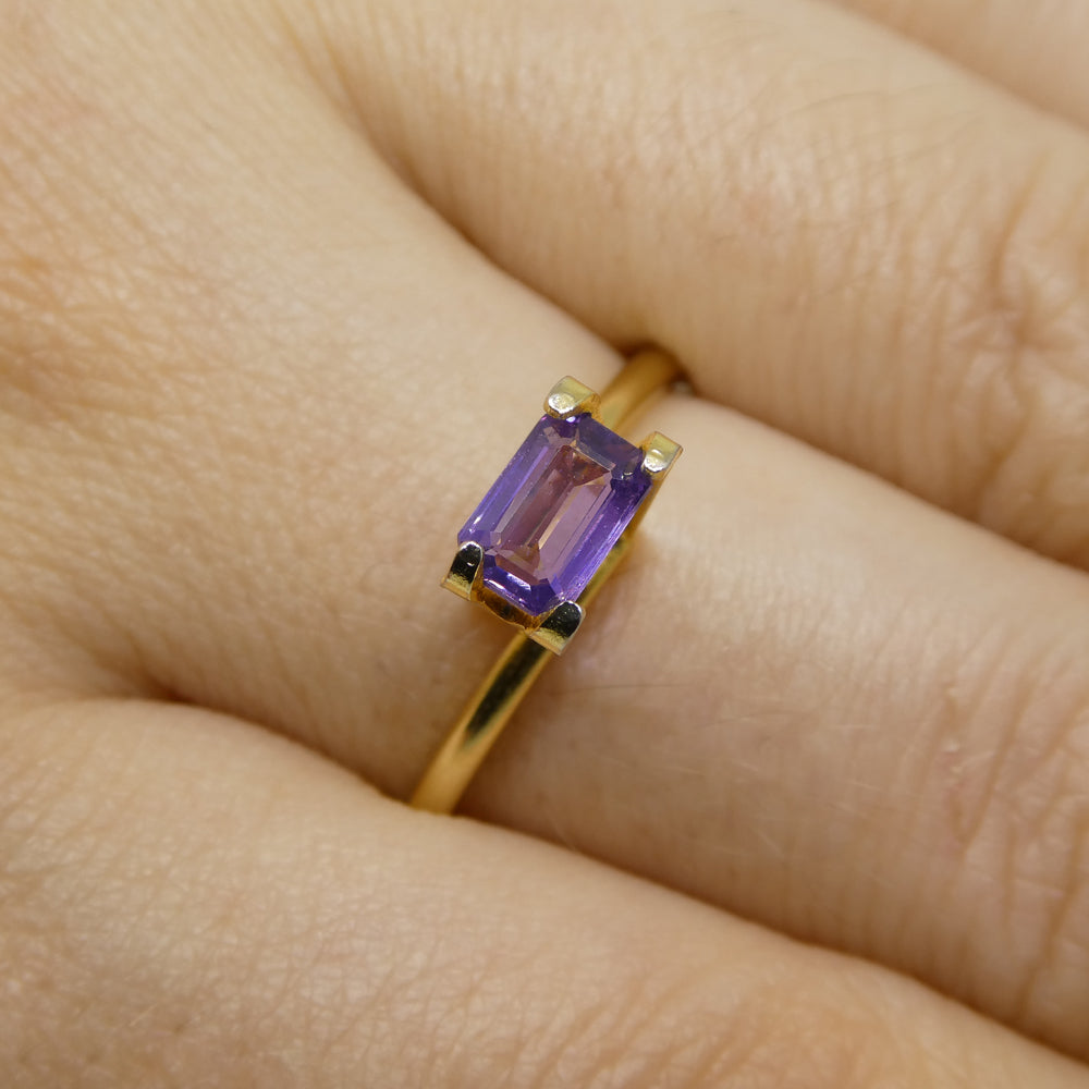 0.62ct Emerald Cut Purple Sapphire from East Africa, Unheated - Skyjems Wholesale Gemstones