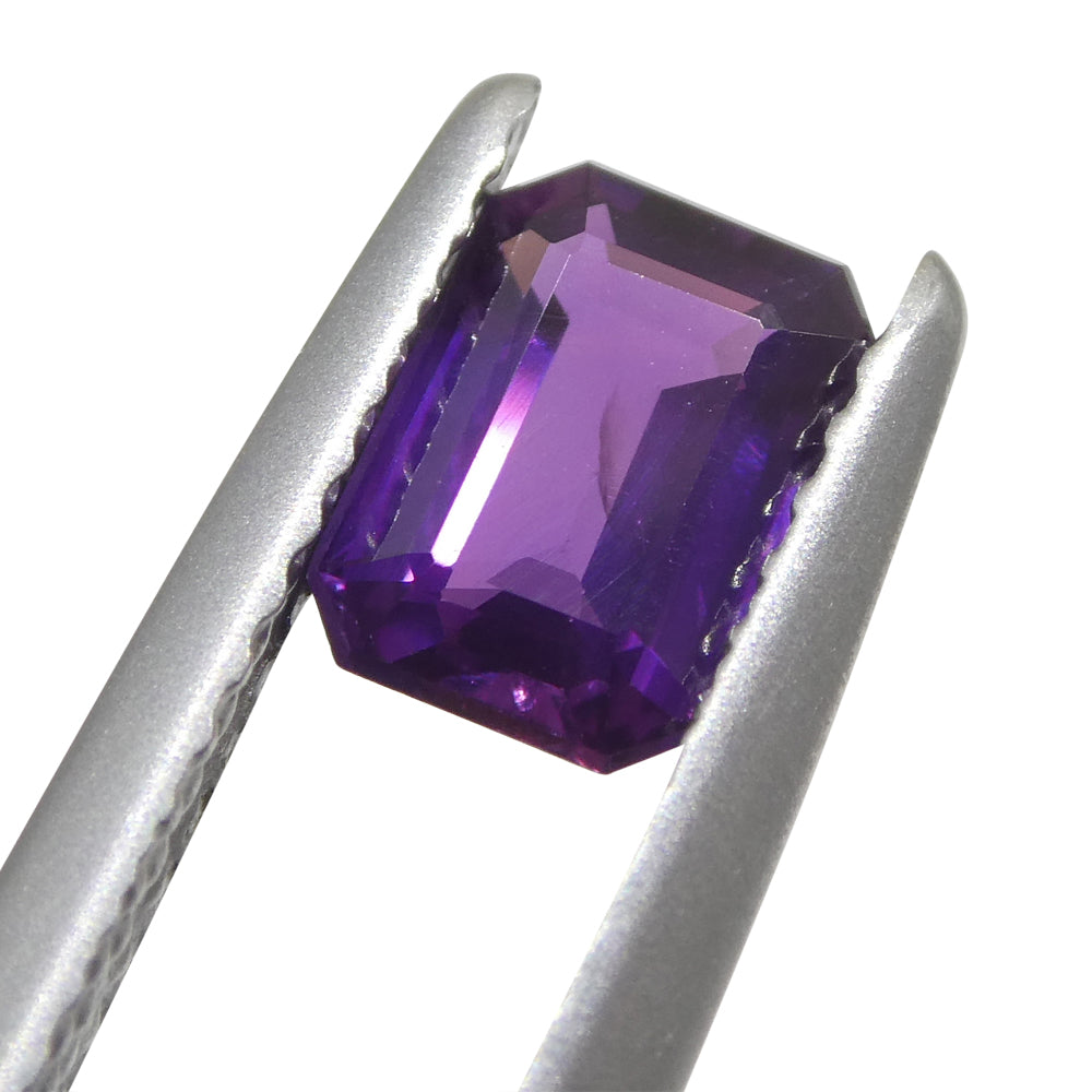 0.95ct Unheated Purple Sapphire from East Africa, Emerald Cut Gemstone by SkyJems Canadian Gem Specialists