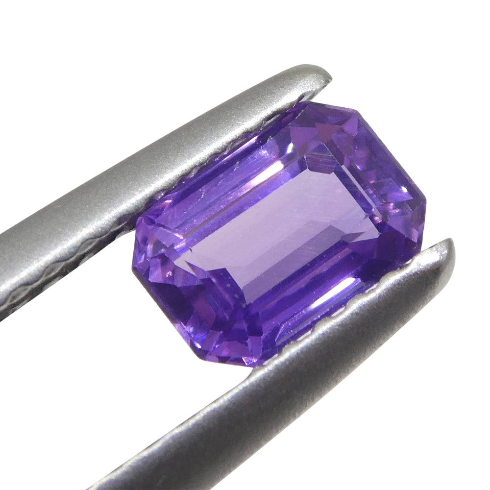 0.8ct Unheated Purple Sapphire, Emerald Cut, East African Origin, Premium Gemstone by SkyJems Canada