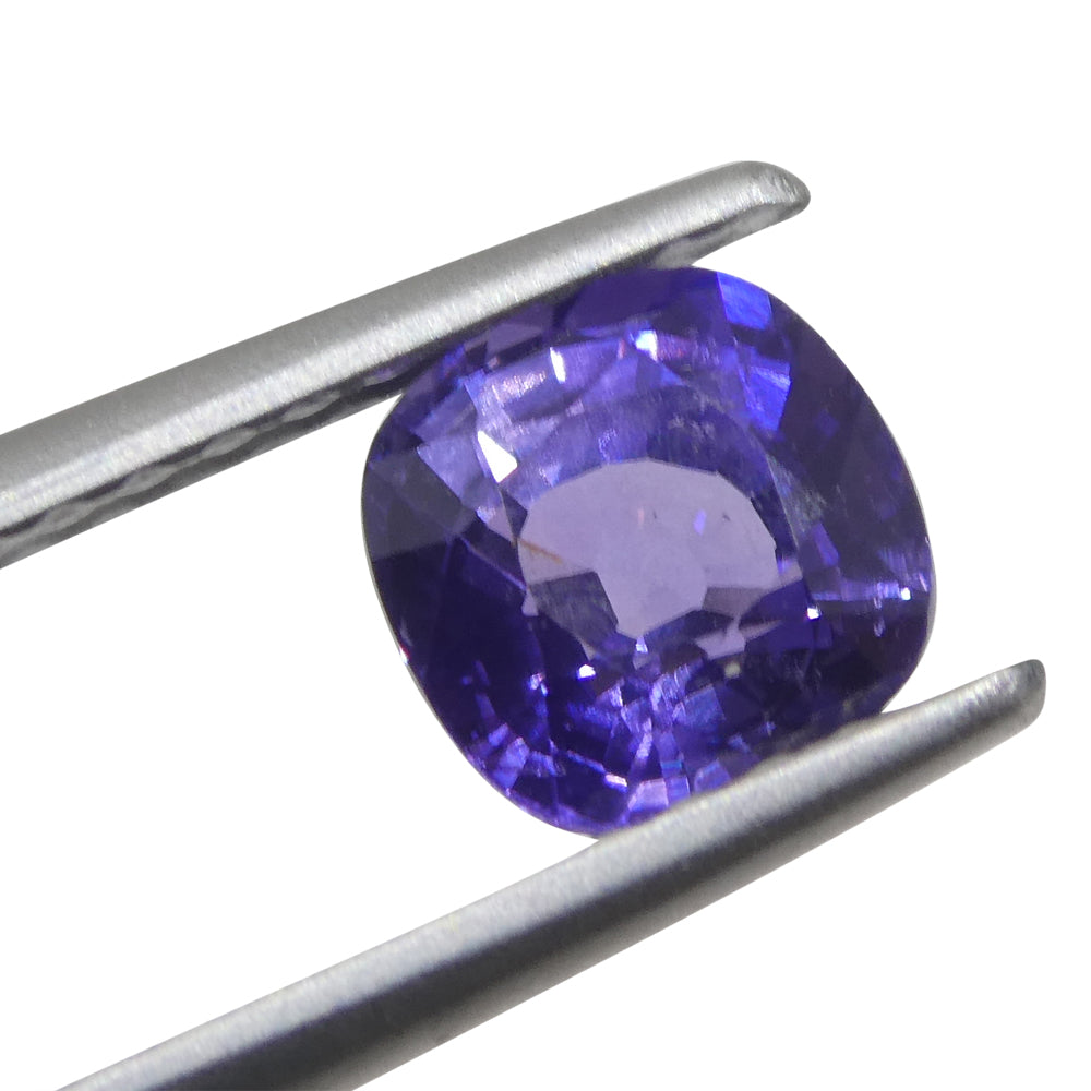 0.96ct Purple Sapphire Square Cushion from East Africa, unheated natural gemstone by SkyJems Canadian gem experts