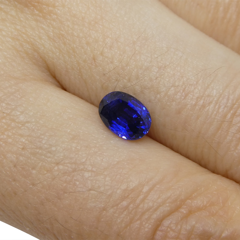 1.38ct Oval Blue Nigerian Sapphire, vivid medium-dark blue gemstone from SkyJems' premium colored stone collection