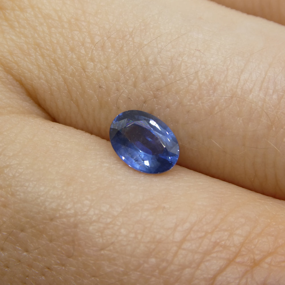 0.9ct Oval Blue Sapphire from Thailand, premium heated gemstone by SkyJems, classic blue corundum in modified step cut