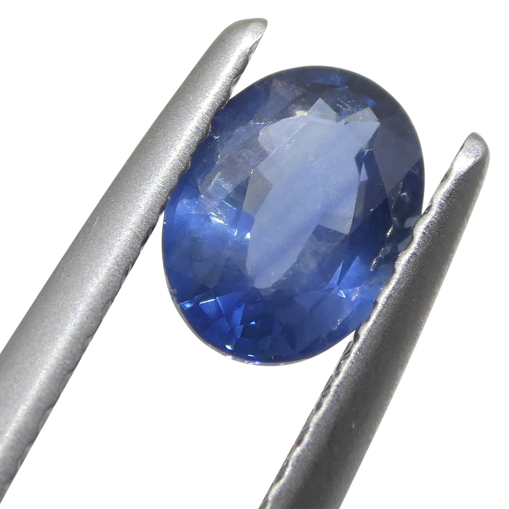 0.9ct Oval Blue Sapphire from Thailand, premium heated gemstone by SkyJems, classic blue corundum in modified step cut
