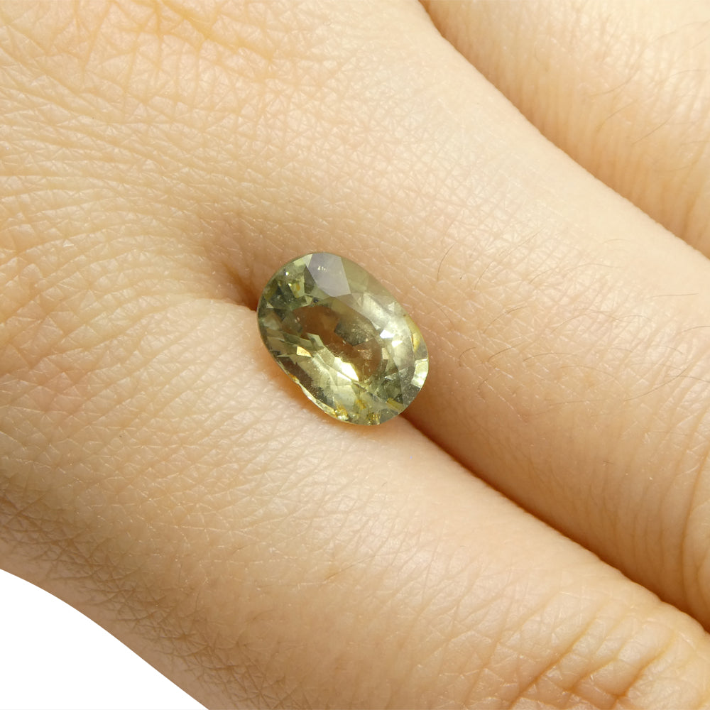2.61ct Oval Green Tanzanian Sapphire, unheated natural gemstone from SkyJems Canadian gem specialists