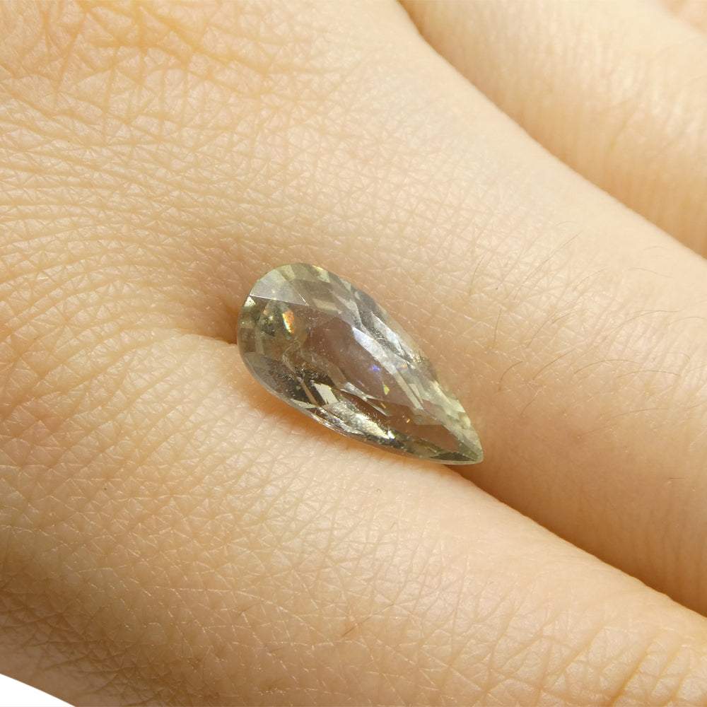 2.95ct Tanzanian Green Sapphire, Pear Cut Unheated Gemstone from SkyJems Canadian Gem Specialists