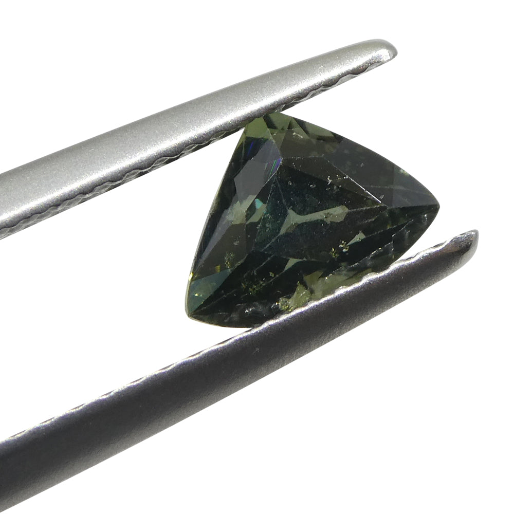 1.21ct Elongated Trillion Green Sapphire from Umba, Tanzania - Skyjems Wholesale Gemstones