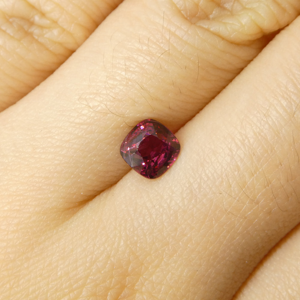 0.95ct Cushion Red Jedi Spinel from Sri Lanka, vibrant pinkish-red gemstone by SkyJems, premium Canadian colored gem speciali