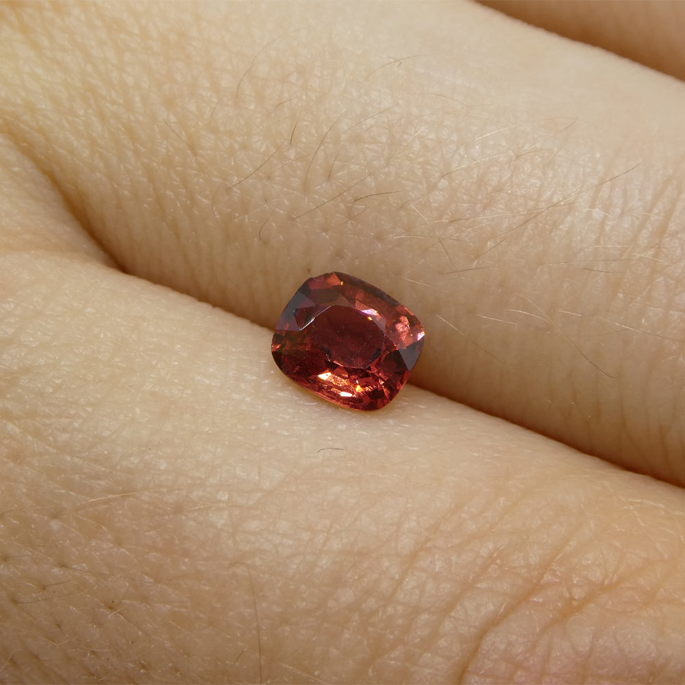 0.74ct Cushion Red Spinel from Sri Lanka, vibrant Slighly Orange Red gemstone by SkyJems Canadian gem specialists