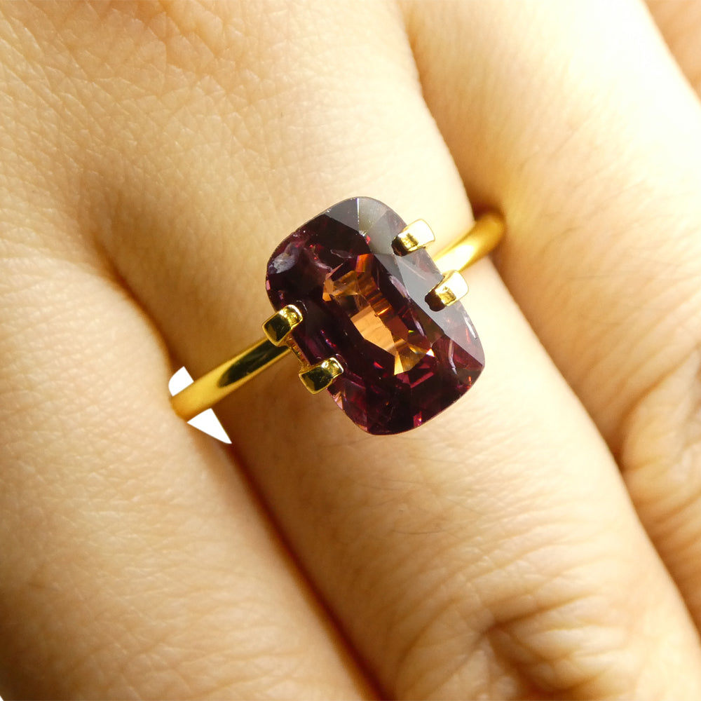 SkyJems 3.24ct Pinkish-Red Burmese Spinel, Rectangular Cushion Cut, Rare Collector's Gemstone