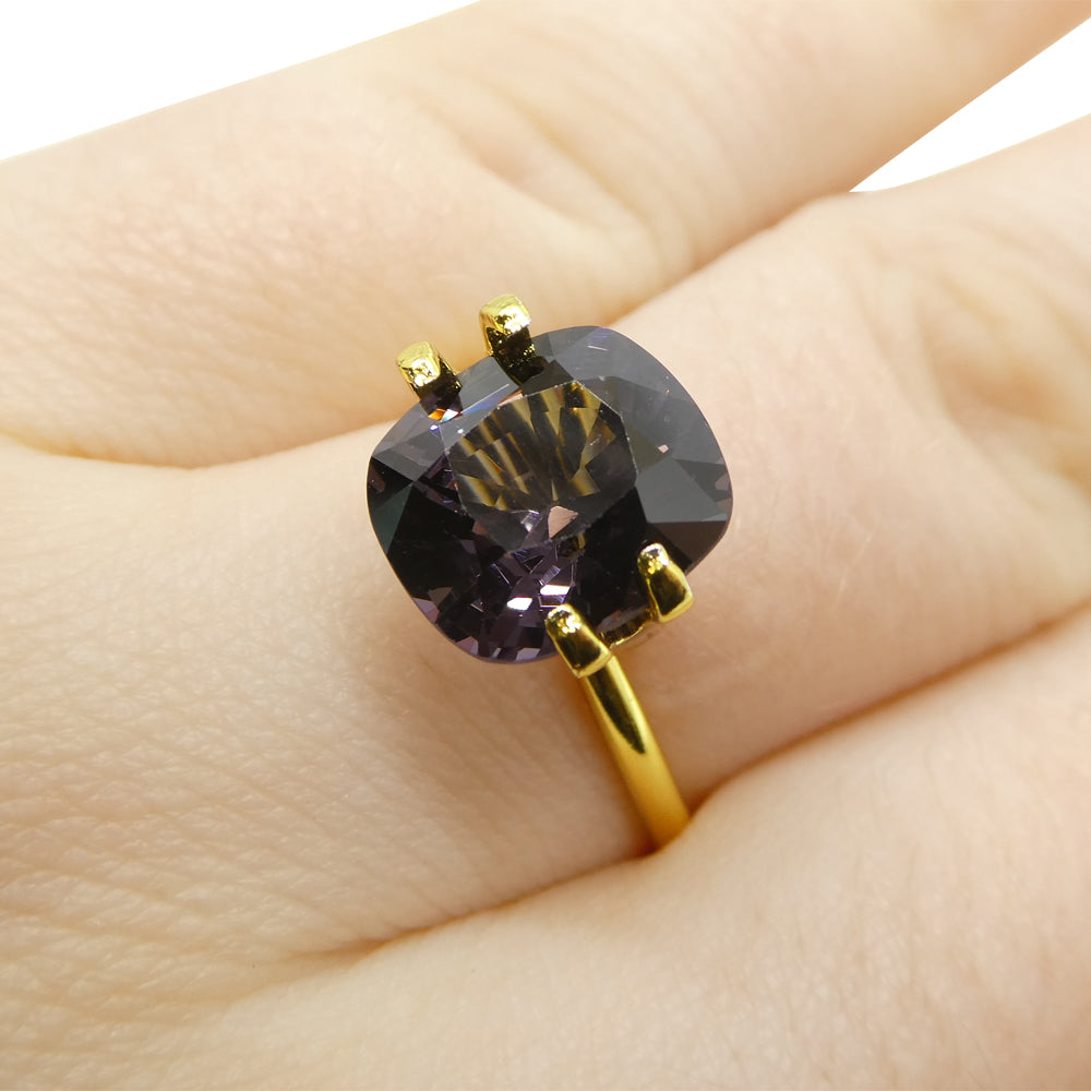 5.25ct Burmese Grey Spinel in Rectangular Cushion Cut, Slightly Pinkish Purple Gem by SkyJems Canada