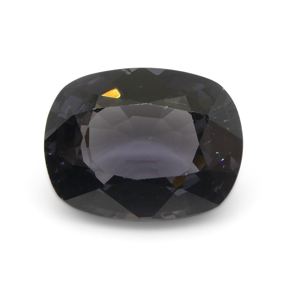 SkyJems 3.42ct Rectangular Cushion Purple Grey Spinel from Burma, rare unheated gemstone with elegant step-cut design