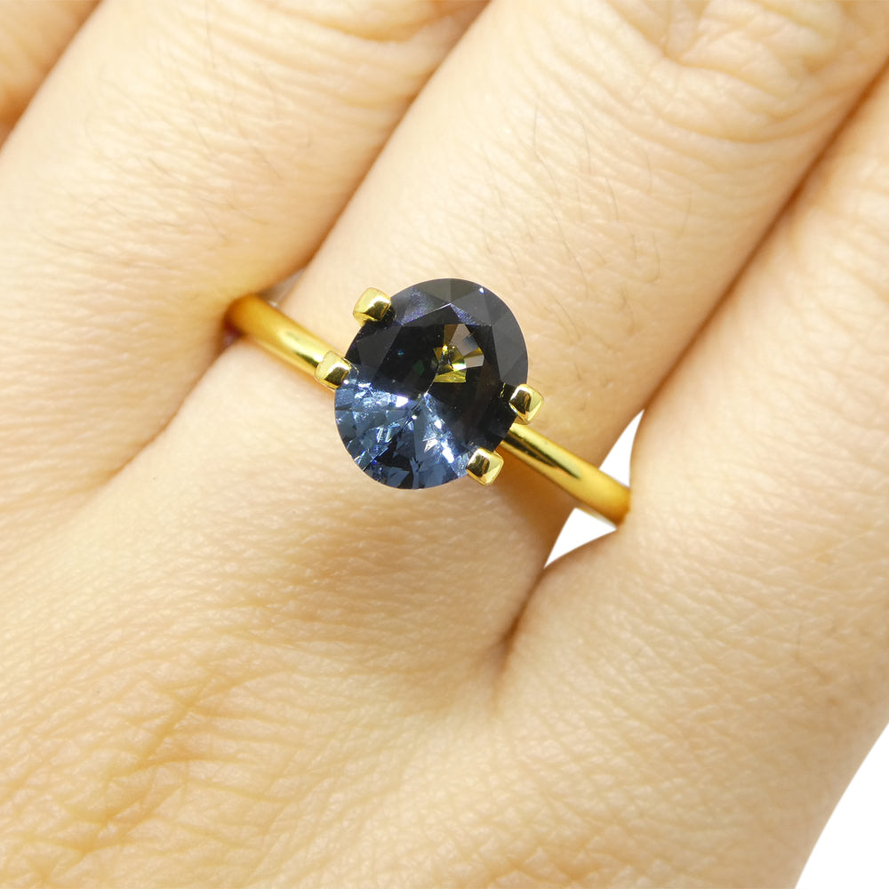 1.8ct Oval Blue Spinel from Burma, premium unheated gemstone by SkyJems, rare Myanmar blue gem in elegant step cut