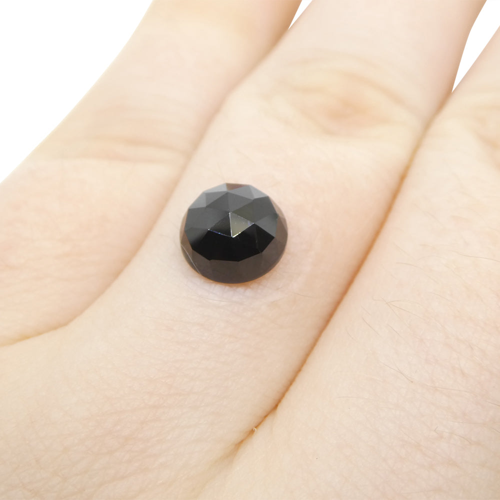 2.55ct Black Spinel Rose Cut Round Gemstone from Sri Lanka by SkyJems Canadian Fine Gems