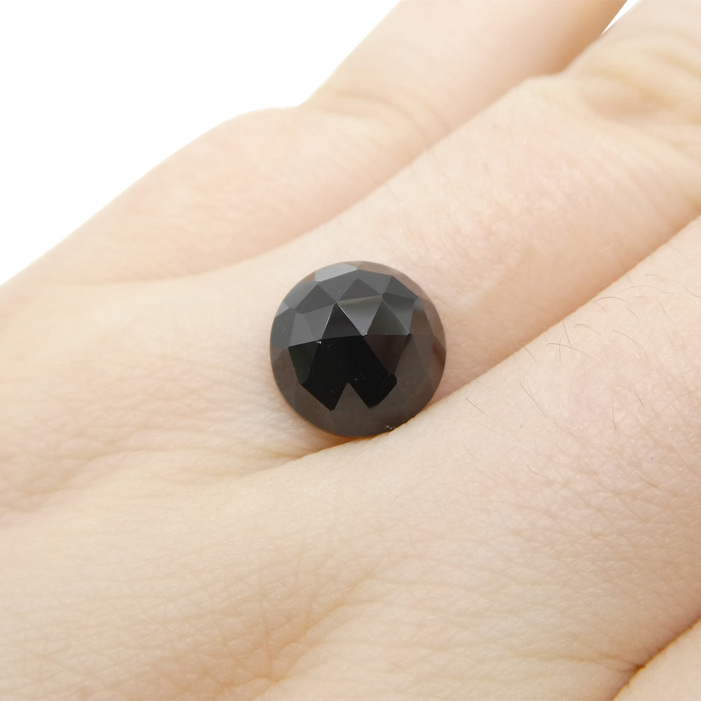4.67ct Black Spinel Rose Cut Round Gemstone from Sri Lanka by SkyJems Canadian Gem Specialists