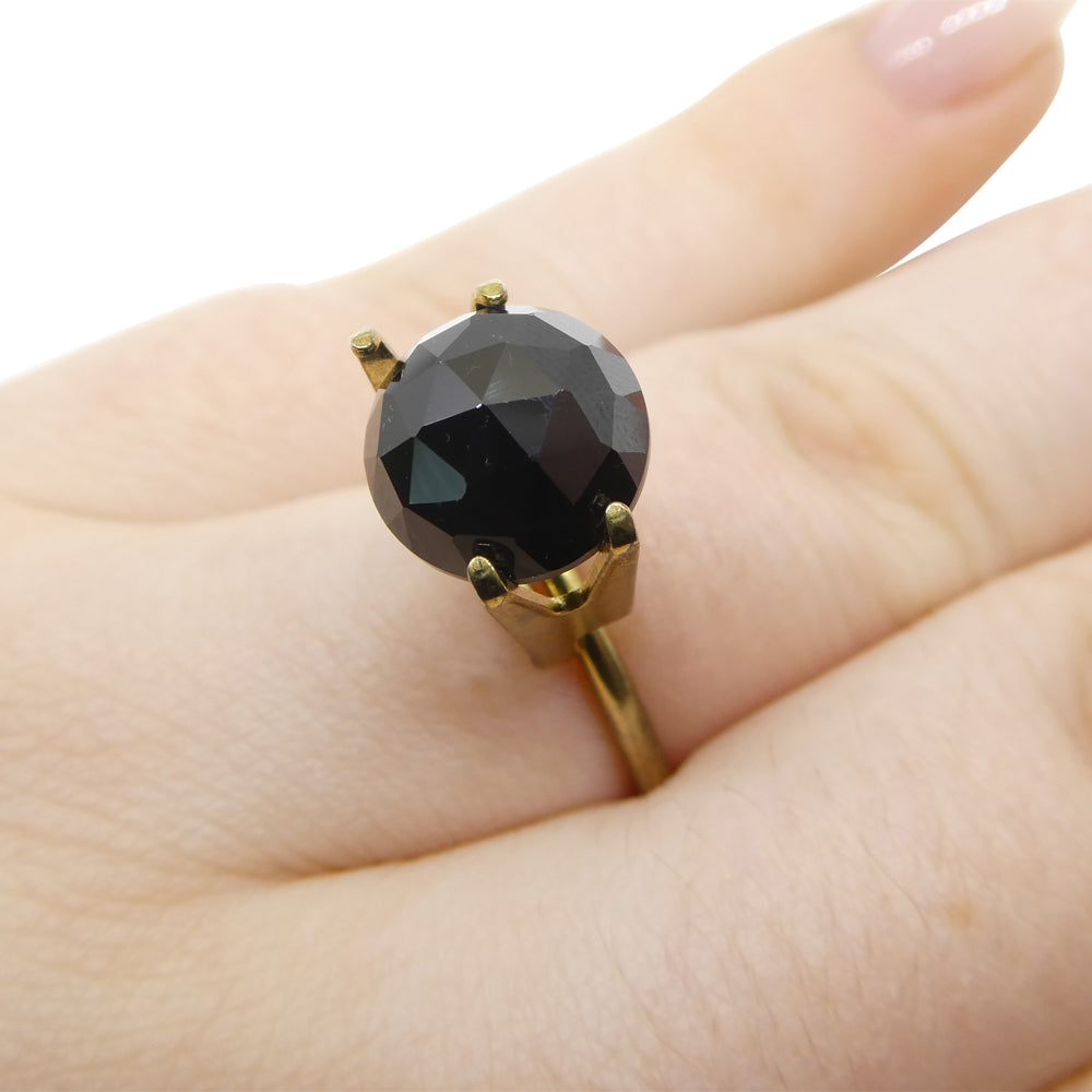 4.67ct Black Spinel Rose Cut Round Gemstone from Sri Lanka by SkyJems Canadian Gem Specialists