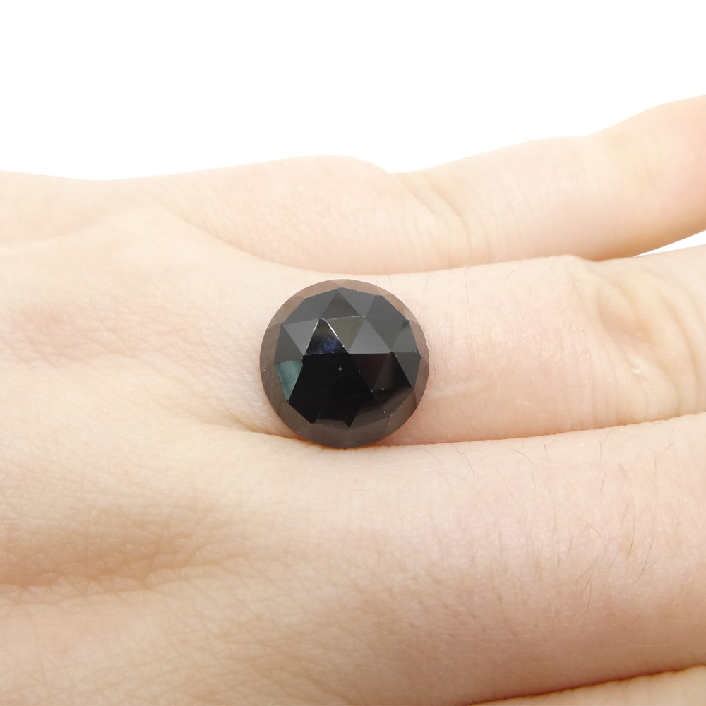 7.77ct Black Spinel Rose Cut Round Gemstone from Sri Lanka by SkyJems Canadian Fine Gems