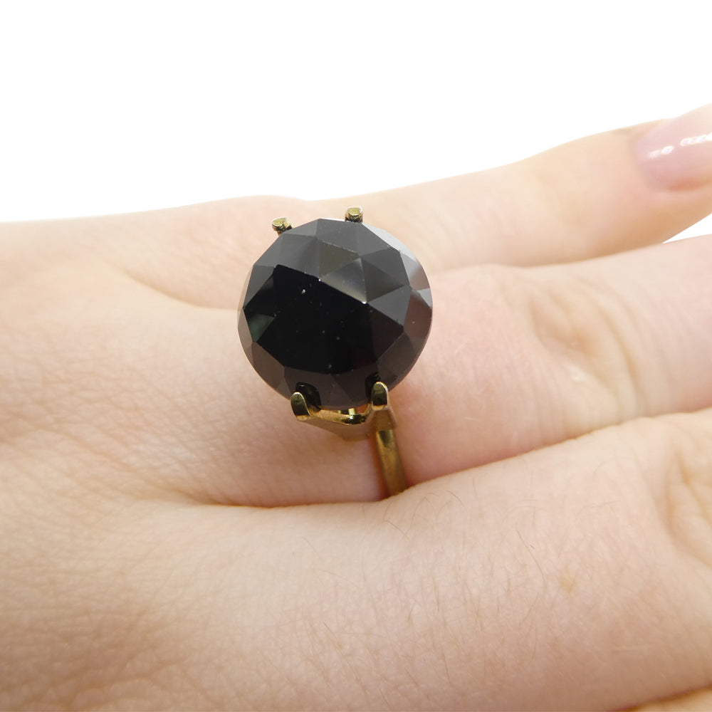 7.77ct Black Spinel Rose Cut Round Gemstone from Sri Lanka by SkyJems Canadian Fine Gems