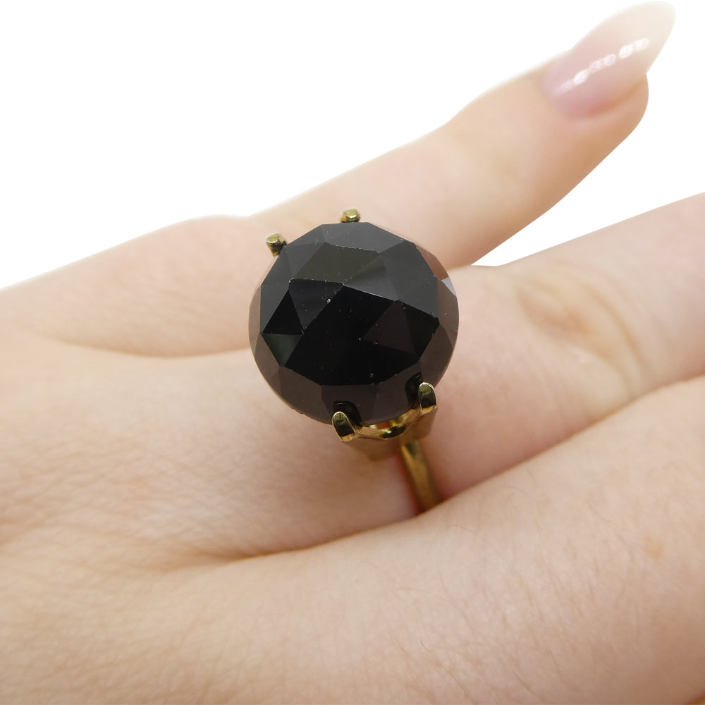 7.77ct Black Spinel Rose Cut Round Gemstone from Sri Lanka by SkyJems Canadian Fine Jewellery