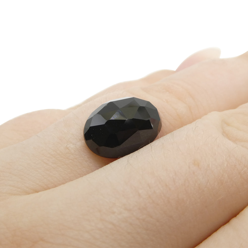 7.18ct Black Spinel Oval Rose Cut from Sri Lanka by SkyJems, premium loose gemstone for jewelry design