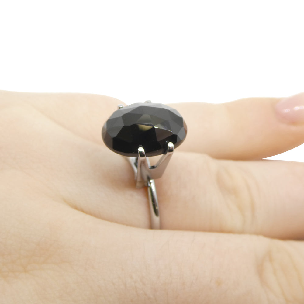 7.18ct Black Spinel Oval Rose Cut from Sri Lanka, premium loose gemstone by SkyJems Canadian gem specialists