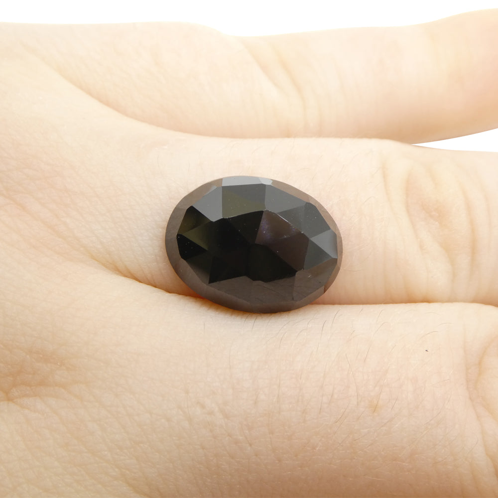 10.98ct Black Spinel Oval Rose Cut Gemstone from Sri Lanka by SkyJems, premium Canadian colored gem specialists