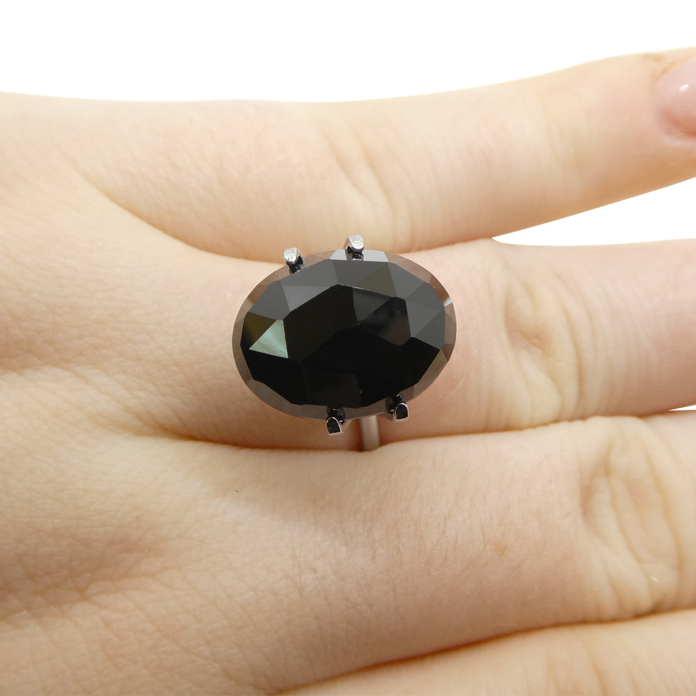 10.98ct Black Spinel Oval Rose Cut Gemstone from Sri Lanka by SkyJems Canadian Gem Specialists