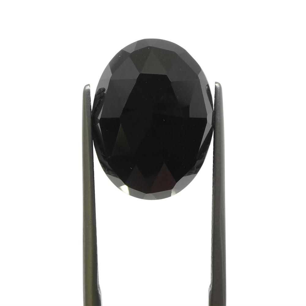10.98ct Black Spinel Oval Rose Cut Gemstone from Sri Lanka by SkyJems Canadian Fine Gems