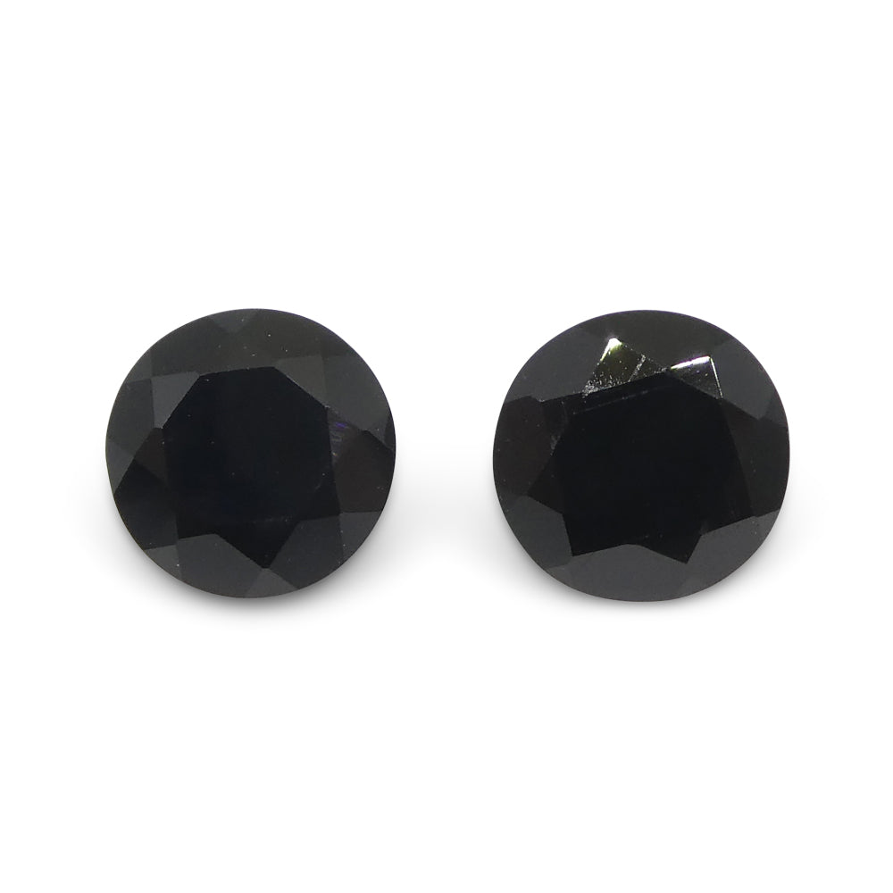 2.81ct Black Spinel Pair, 7mm Brilliant Round Cut from Sri Lanka - Premium Wholesale Gemstone by SkyJems