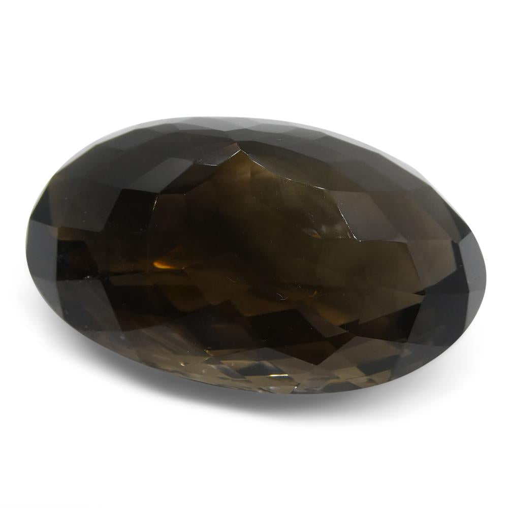 Large 158.35ct Brazilian Smoky Quartz Oval Checkerboard Gemstone from SkyJems, premium brown transparent single stone