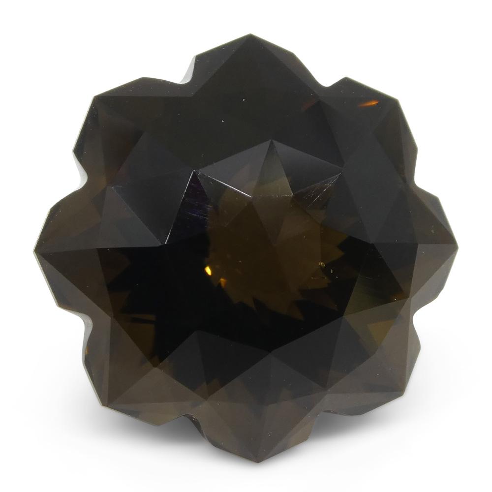12.56ct Brazilian Smoky Quartz Flower Fantasy Cut gemstone, rich brown hue, precision-crafted by SkyJems Canadian gem experts