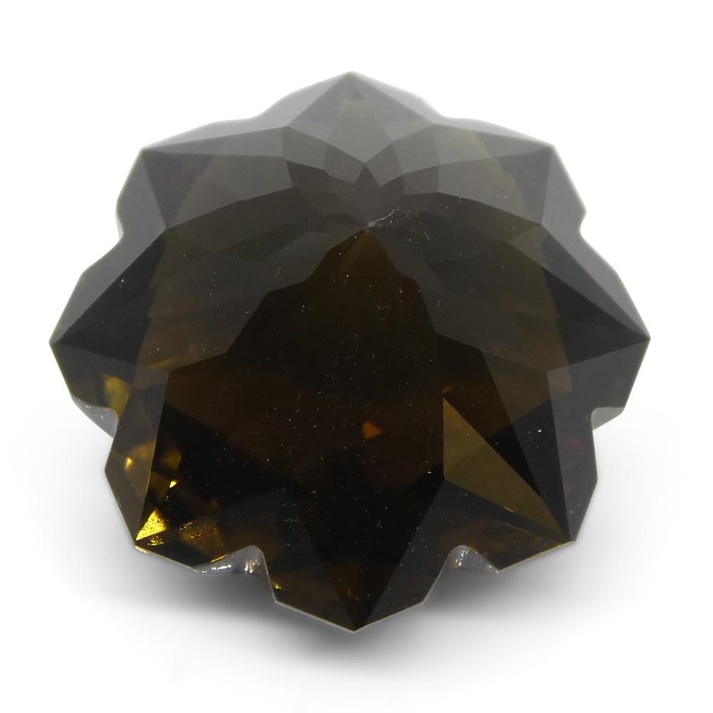 12.56ct Brazilian Smoky Quartz Flower Fantasy Cut, rich brown gem from SkyJems Canadian gemstone collection