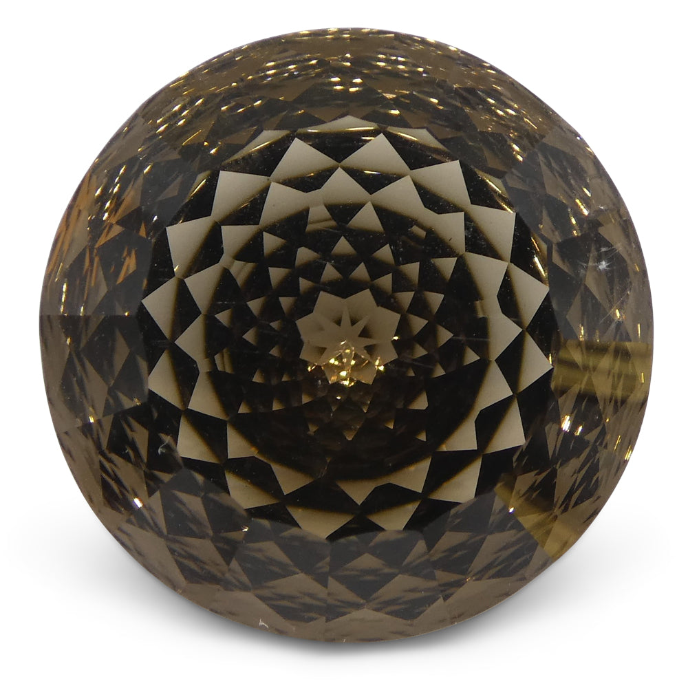 16.60ct Round Brazilian Smoky Quartz Fantasy Cut gemstone from SkyJems, premium brown mixed-cut collector's stone