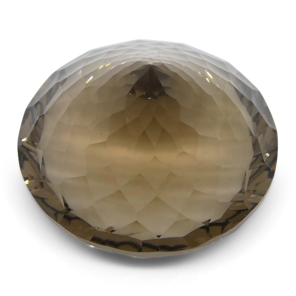 16.60ct Round Brazilian Smoky Quartz Fantasy Cut gemstone, rich brown hue, precision-crafted by SkyJems Canadian gem experts