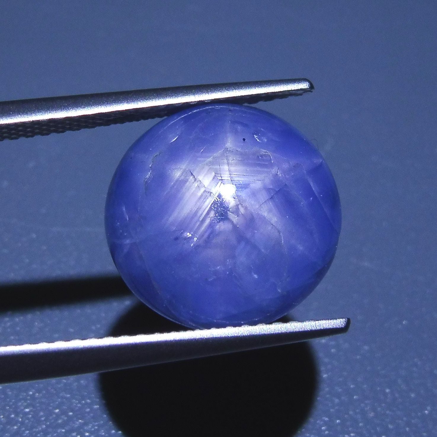 12.56 ct Round Burmese Star Sapphire, very slightly greyish blue, cabochon cut gemstone from SkyJems Canadian gem specialists